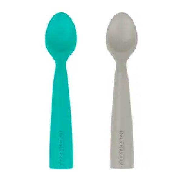 Minikoioi Colheres em Silicone Aqua Green/Powder Grey