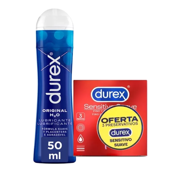 Kit Durex Original Lubrificante 50ml + Durex Sensitive Preservativos x3